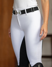 Ladies & Teen Rosette White Breeches with Black Seat