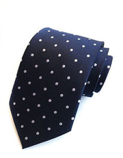 Zipper Neck Tie - Navy Blue w/ Small White Spots