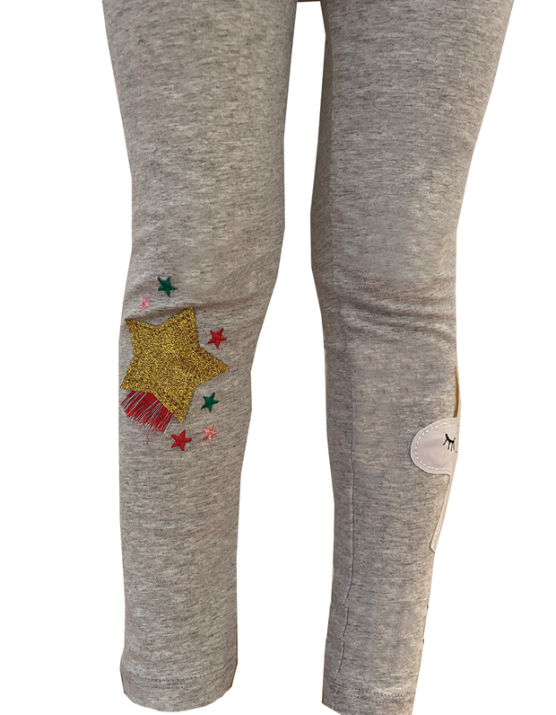 Marle Grey Leggings with Appliqued Unicorn