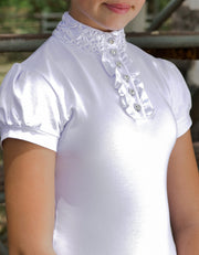Polly Ruffle Ladies White Show Shirt